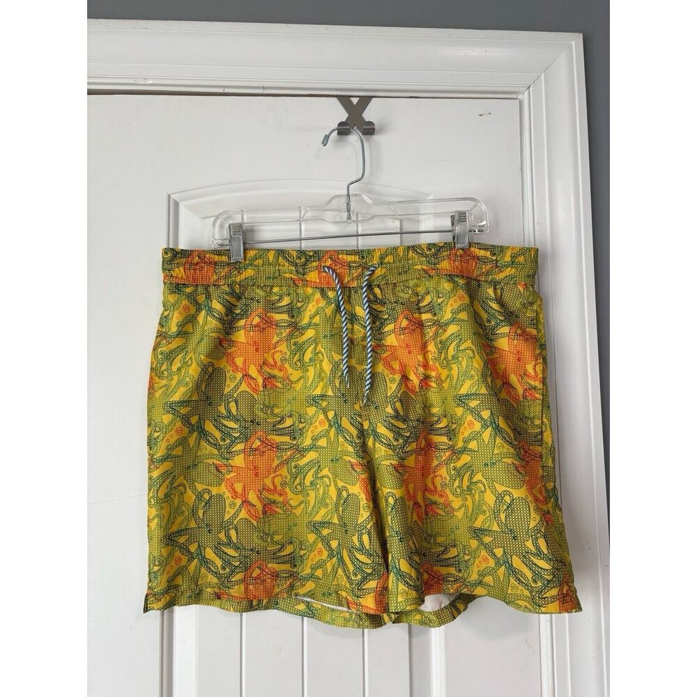 SOUTHERN TIDE Men’s Yellow Blue Print Swim Shorts Trunks Board Shorts Size M EUC
